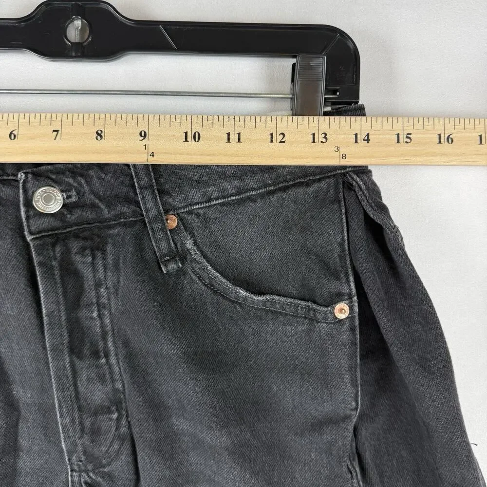 NWT We The Free Boomerang Denim Shorts Women's 27 Black High Rise Long Cutoff